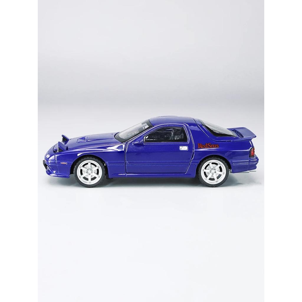 1/32 Mazda RX7 Initial D Miniature Diecast RX-7 Toy Car Model Sound & Light Doors Openable Collection Gift for Children Boy Kid