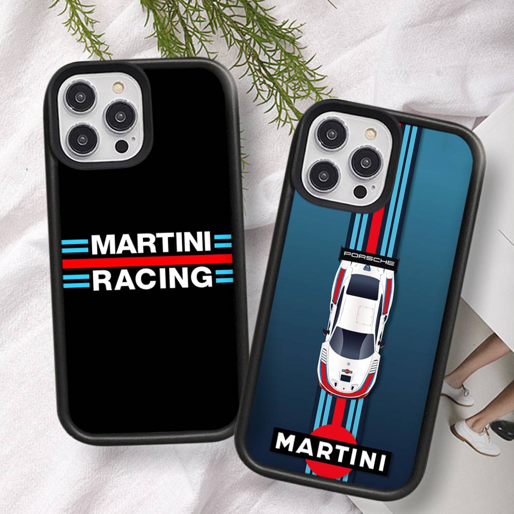 M-Martini Racing Horizontal Stripe PC+TPU Phone Case For IPhone 11 12 13 14 15 16 17 Plus Pro Max Cover