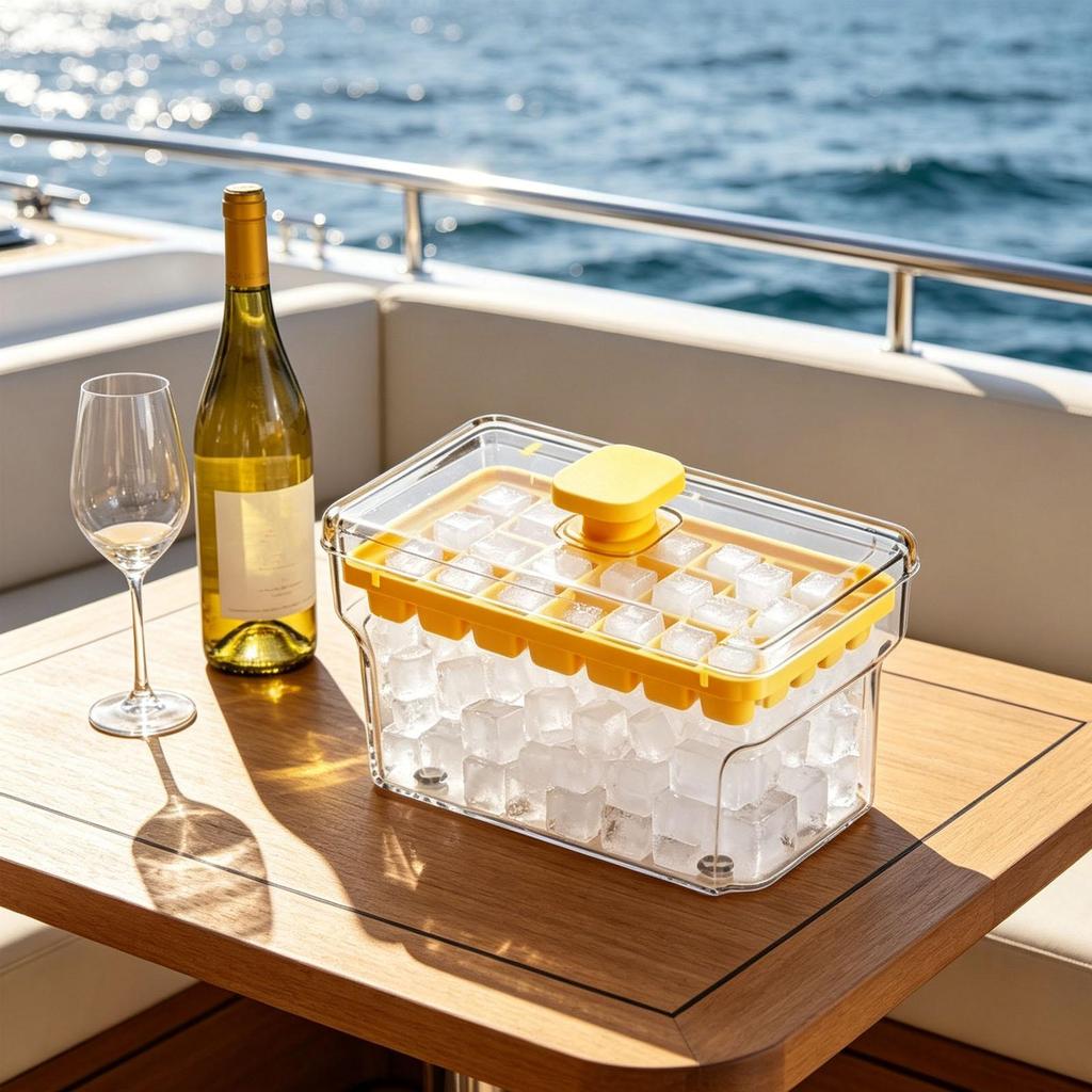 Ice Trays For Freezer, 34 Grids With Lid & Bin Reusable Food Grade Press Type Ice Mold For Whiskey Cocktail Beer Juice, Home