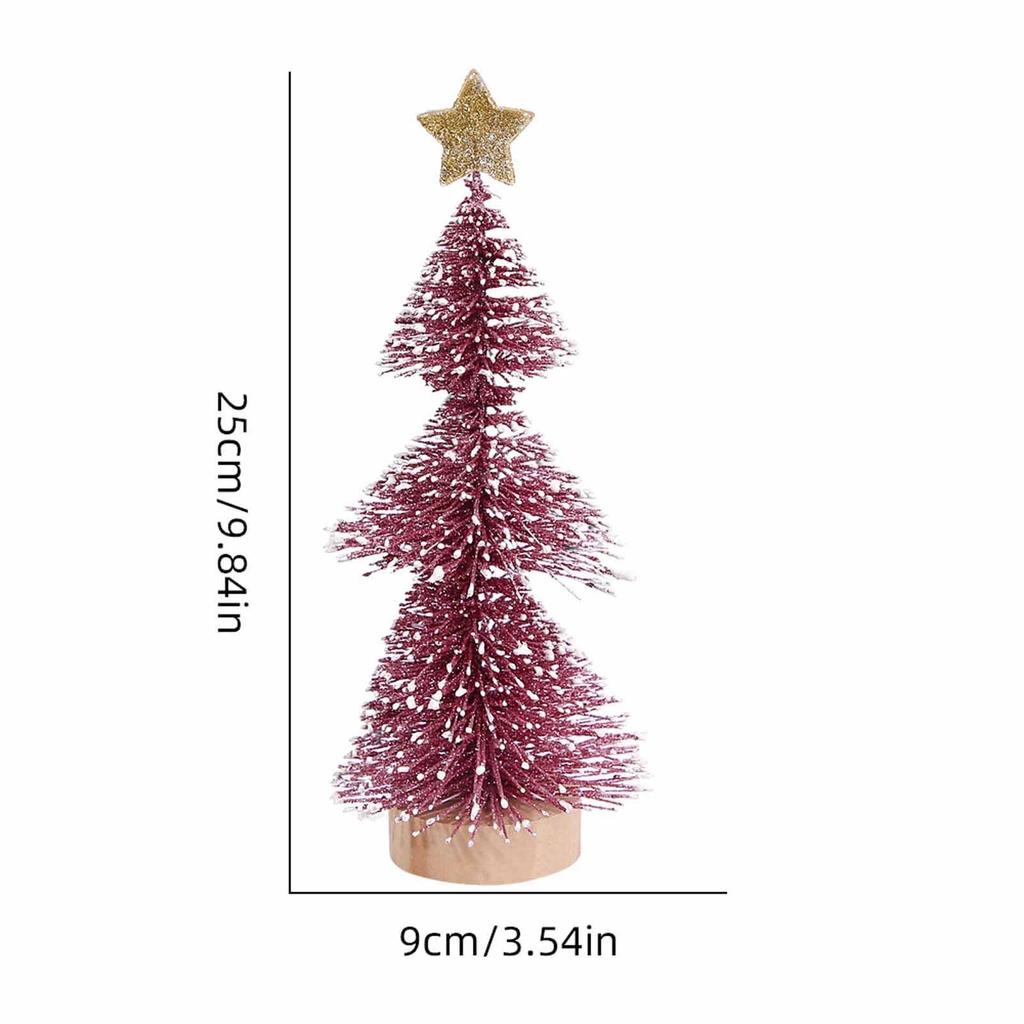 Artificial Mini Christmas Tree Christmas Decoration .84inch Sturdy with Wood Base with Snow for Party Xmas Crafting