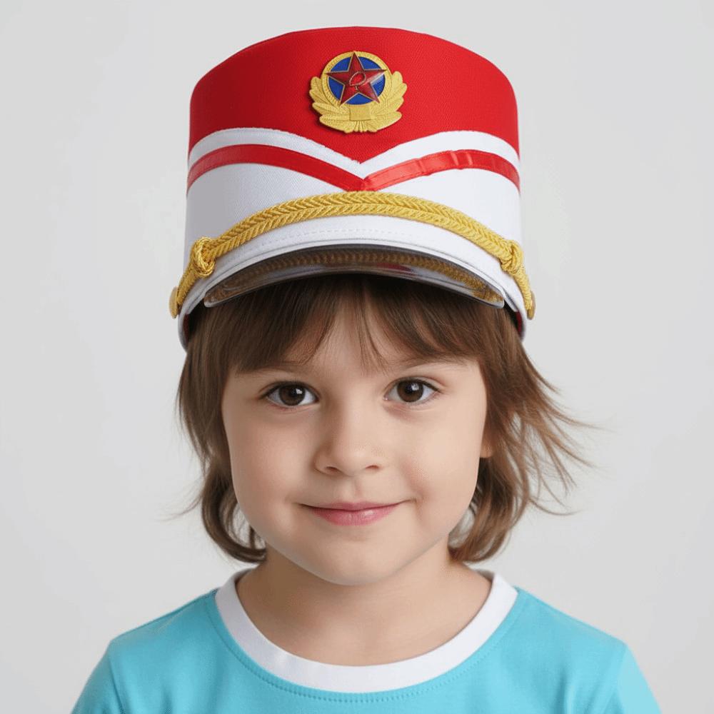 Gold Trim Strips Drum Major Master Hats Skin-friendly Soldier Top Cap Marching Band Hat  Halloween