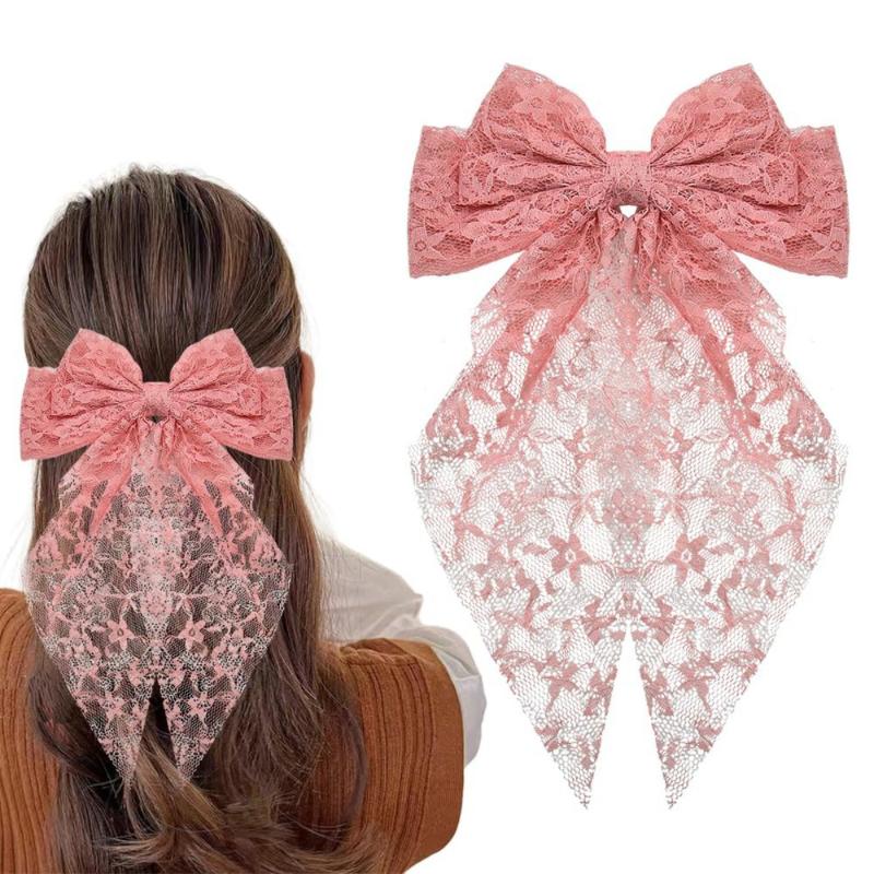 1Pcs Sweet Lovely Princess Style Hairpin  Tailcoat Lace Bow Hair Clip Girl Romantic Wedding Season Headwear Gift