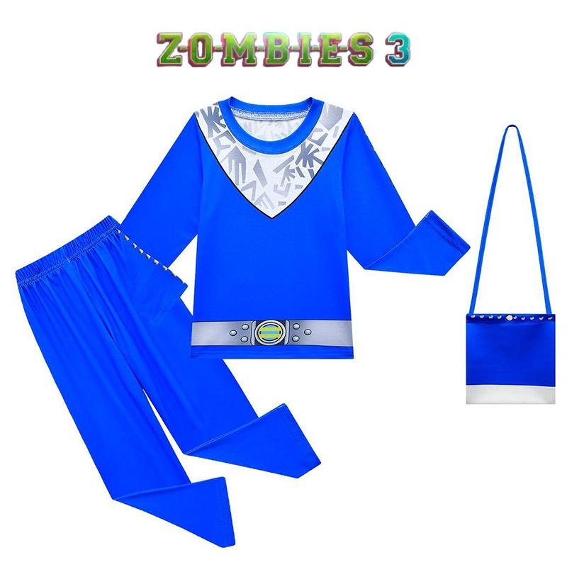 Kids 3 Zombie Cosplay Costume Jumpsuit Bag Halloween Outfits Carnival Party Suit