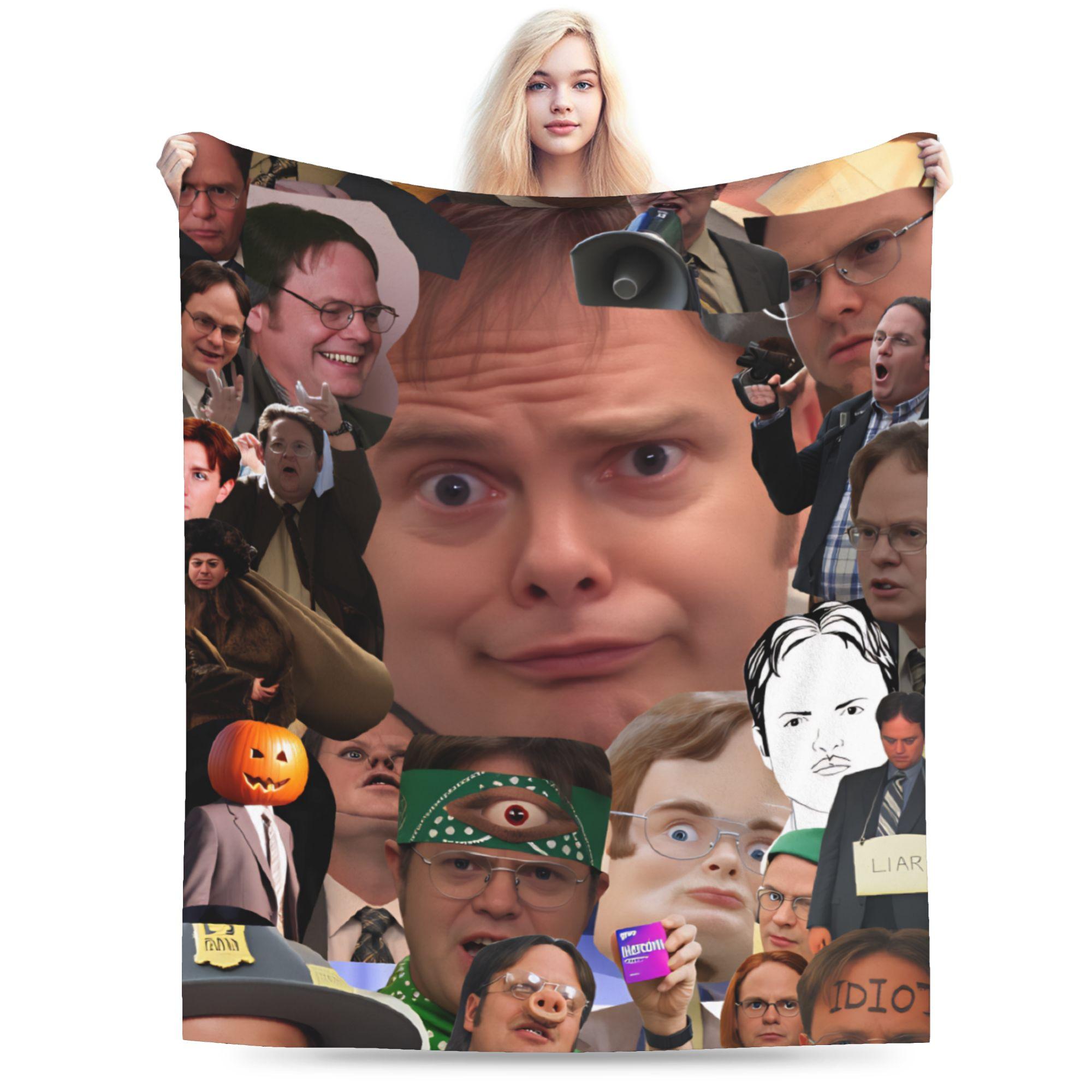 Dwight Schrute Collage Blanket Quality Warm Soft Throw Blanket Winter Students Living Room Fluffy Bedspread 30x40in
