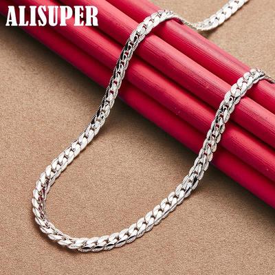 925 Sterling Silber 6 mm Seitenkette 16/18/20/22/24 Zoll Halskette Schmuck