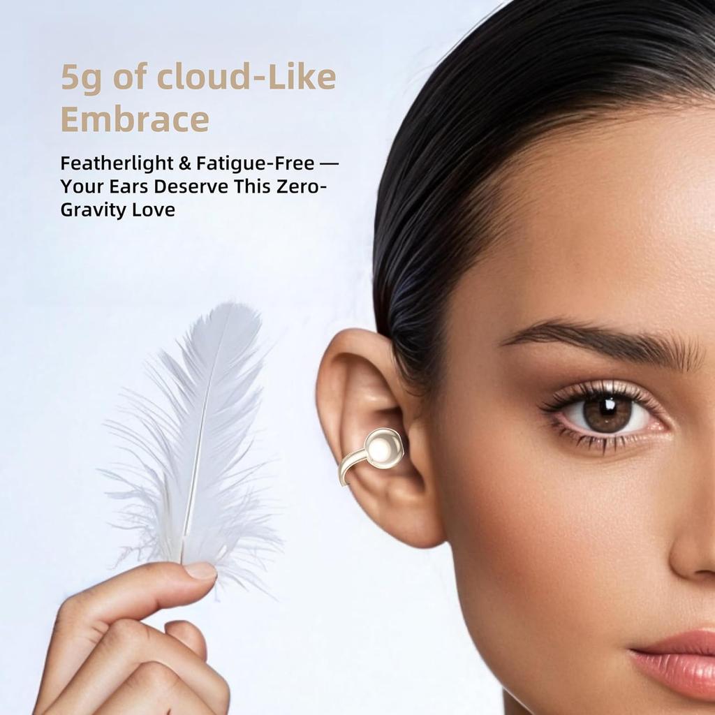 M97 Clip On Earbuds Wireless Bluetooth 5.3, Open Ear Headphones with 50H Battery 10-Min Quick Charge, Featherlight C-Shaped Hook, Secure Fit for