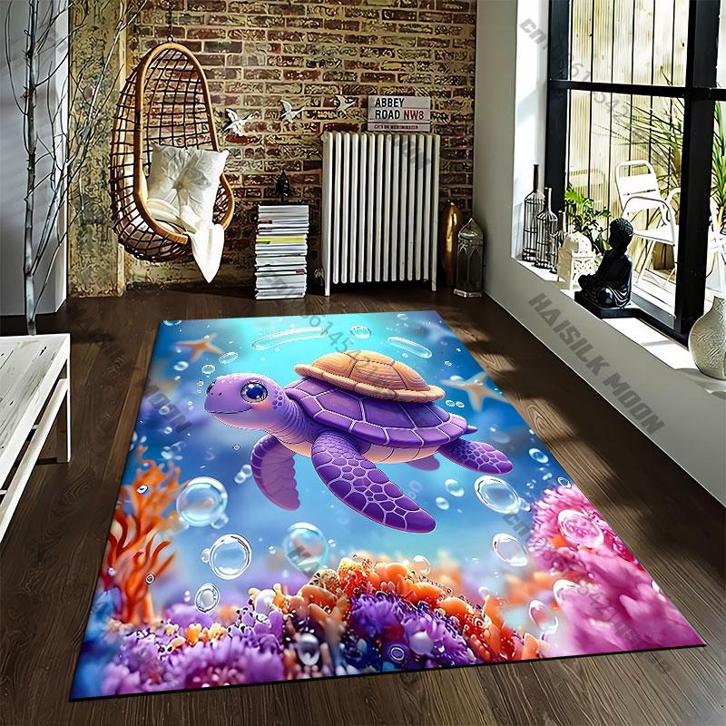 Happy crab underwater with flagcarpet Yoga living room room decor children's crawling mat doormat area rug games floor mat