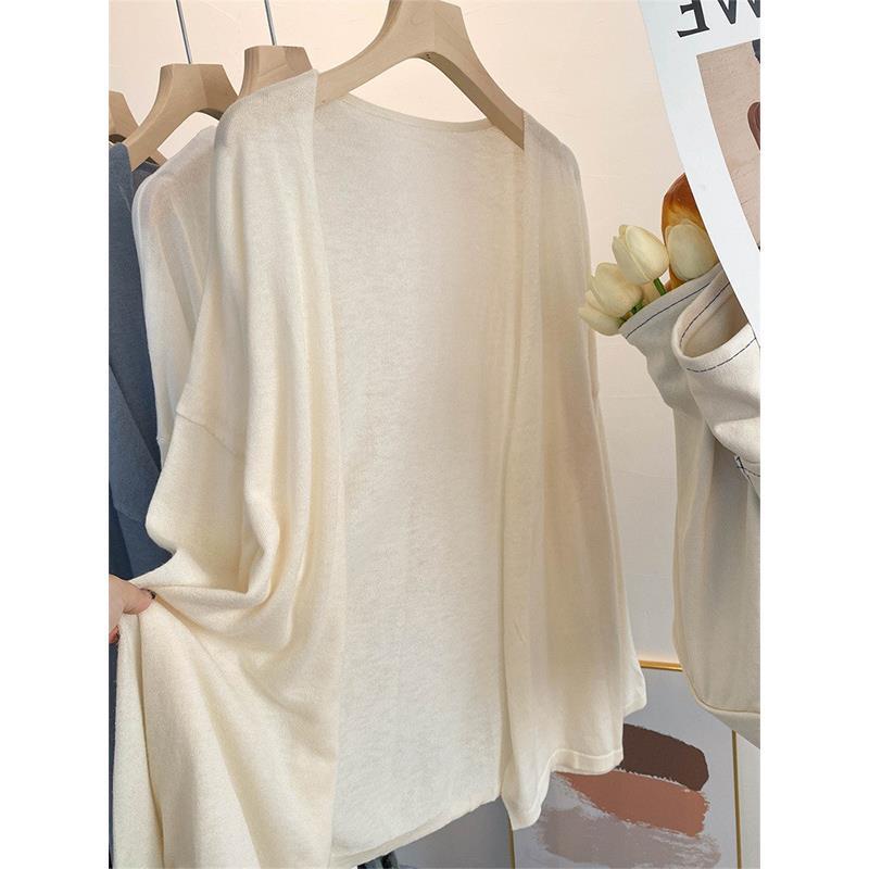 Women's Open Front Long Sleeve Cardigan Loose Fit Casual Knit Cover Up Sun Protection Outerwear