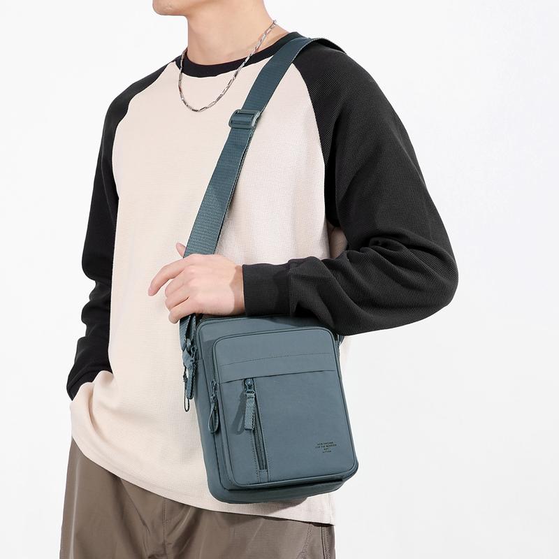 Nylon Crossbody Bag with Top Handle and Multiple Zipper Pockets for Daily Use Men Women