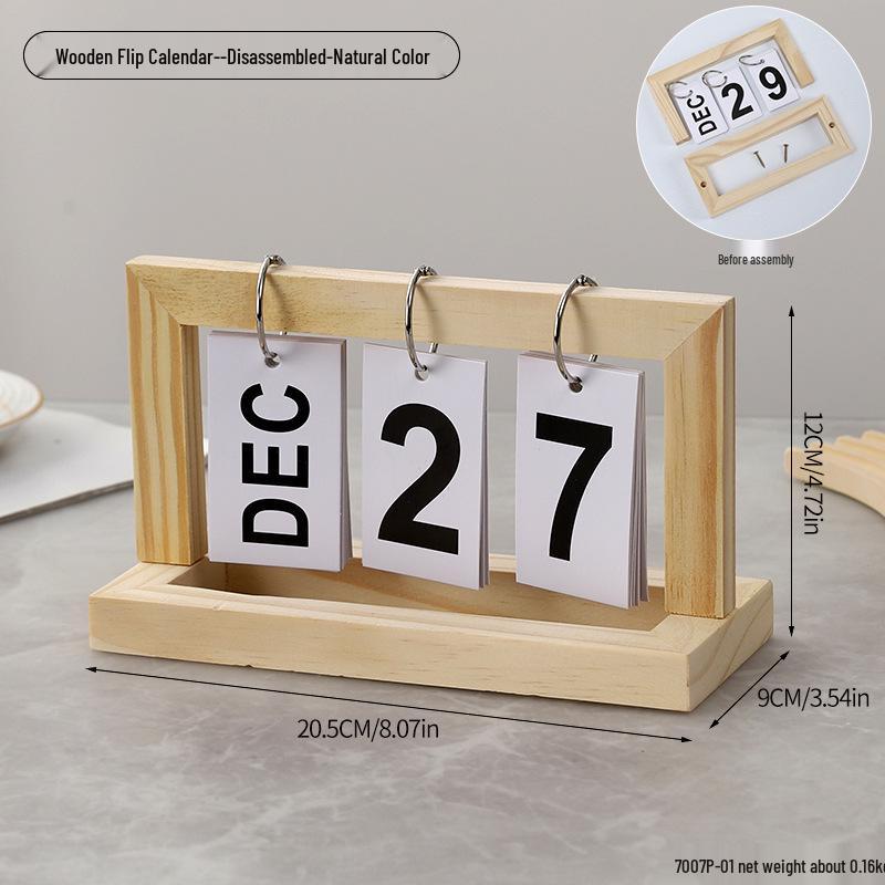 Perpetual Wooden Flip Calendar: Home and Desk Decor