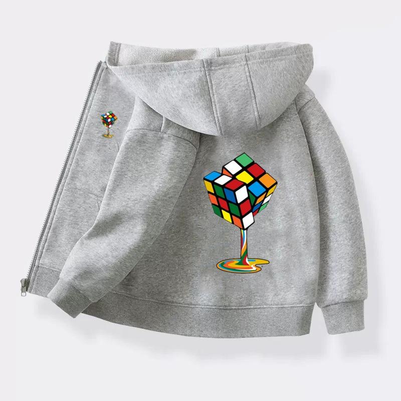 Children's New Brand Outerwear Magic Cube Fun Jacket Boys and Girls Autumn Polyester Hoodies Black Pink Coat