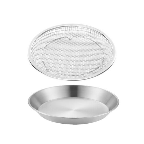 Nerezový síťový odkapávač na olej, sítko na zeleninu a dezerty, vhodné do myčky, dvojitá ucha, odkapávací koš, cedník