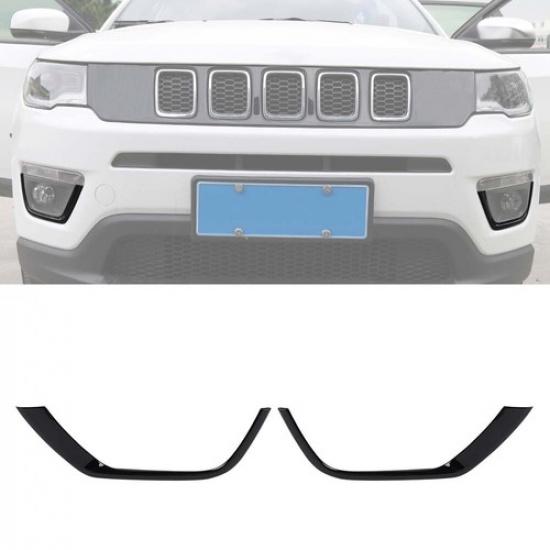 Pair ABS Front Fog Lamp Light Cover Trim Frame Decor For Jeep Compass 2017-2020