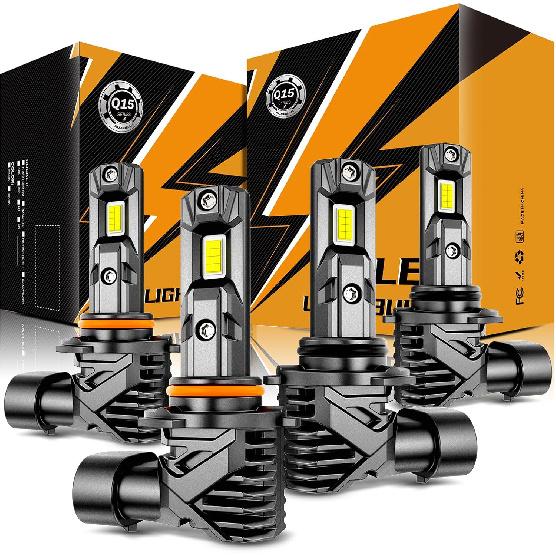 Auxbeam 9005 9006 Fog Light Combo, 6500K Super Bright Light, Plug and Play, Pack of 4 9005 & 9006