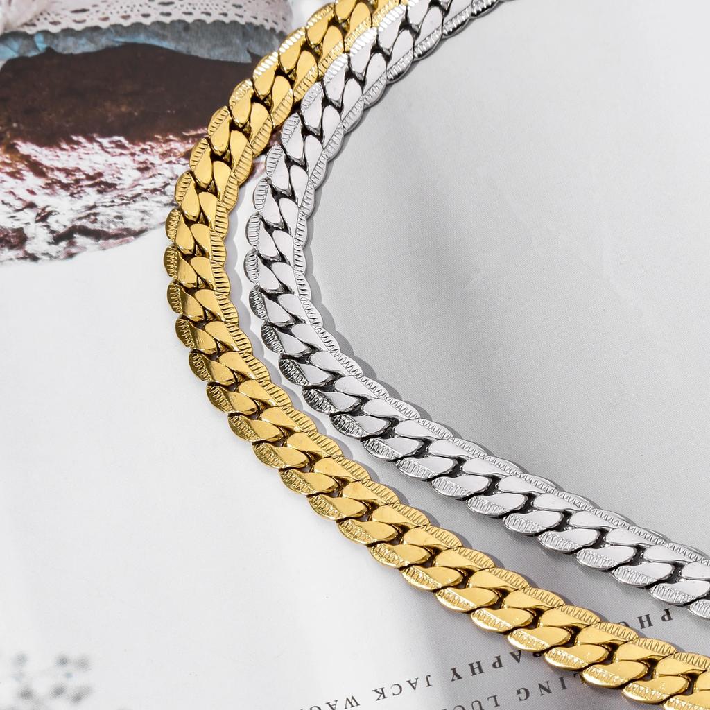 Punk 925 Sterling Silver 6mm Embossed Flat Snake Chain Necklace Gold/Silver Chain Men Women Fashion Jewelry