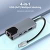 2025 New 4-in-1 USB C HUB Adapter Docking Station with Dual USB C and RJ45 for Pro/Air Laptop