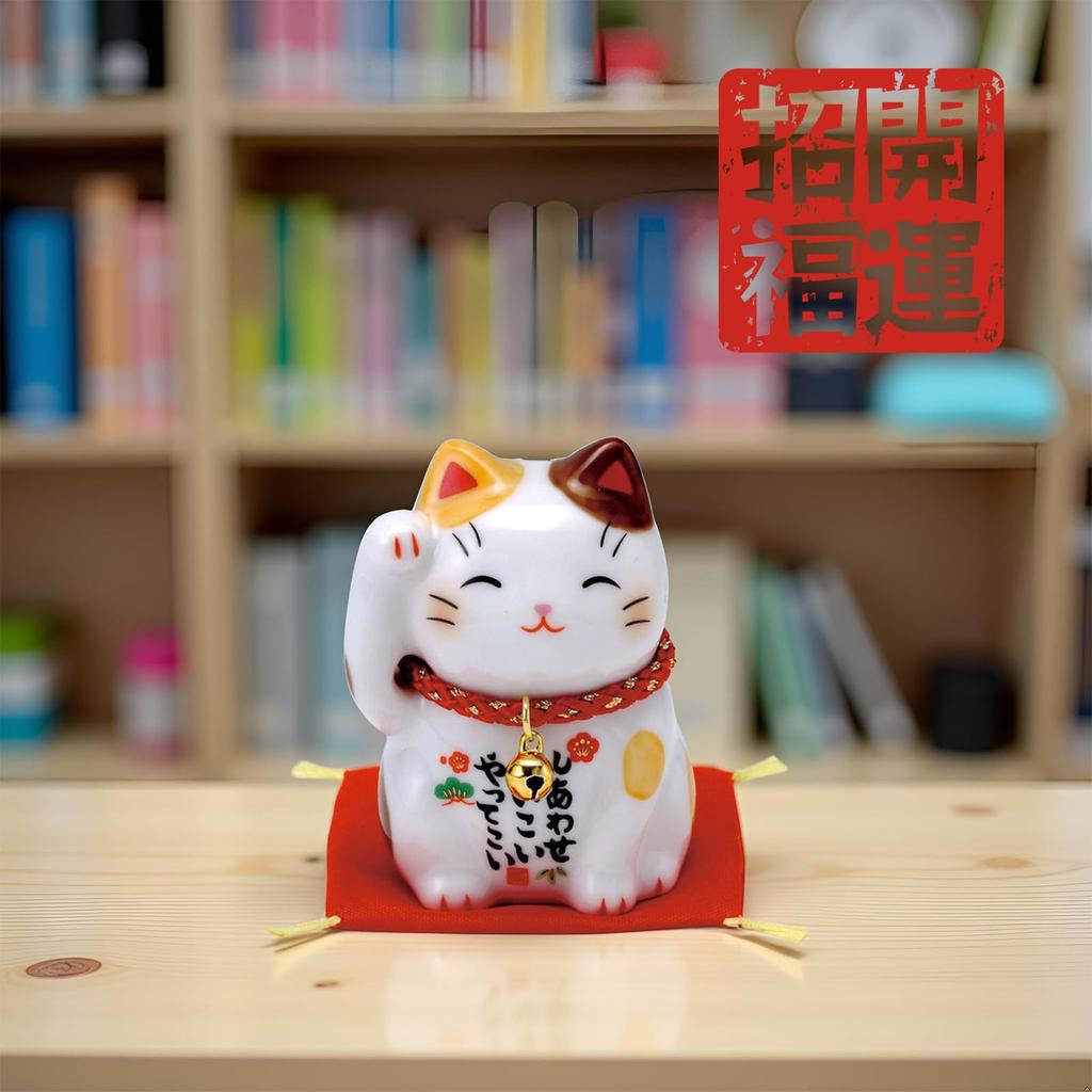 Yakushi Kiln Colorful Lucky Maneki-neko (Brown Spot)