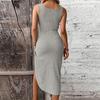 Women's Fashion Summer Solid Color Casual Asymmetrical Hem Mid-length Dress