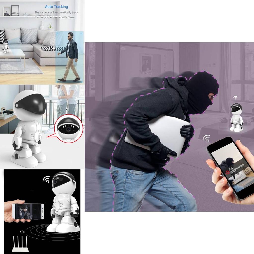 Smart Wireless Network Surveillance Camera 1080p Indoor Security Monitor With 360 Degrees Coverage