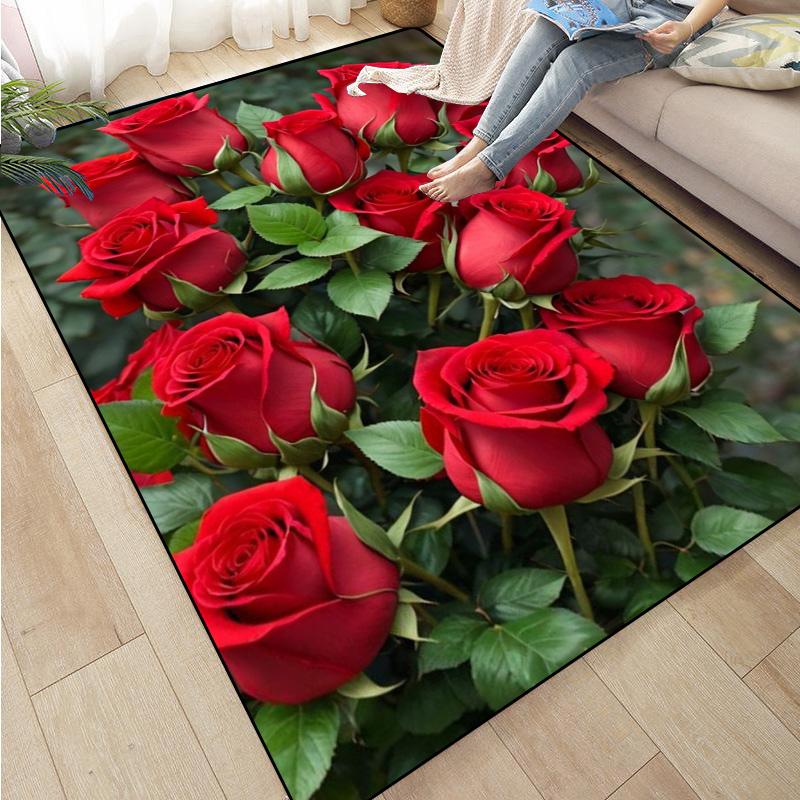 Colorful Flower Area Decoration Rose Sunflower Daisy Peach Blossom Floor Mat Living Room Sofa Rugs carpet