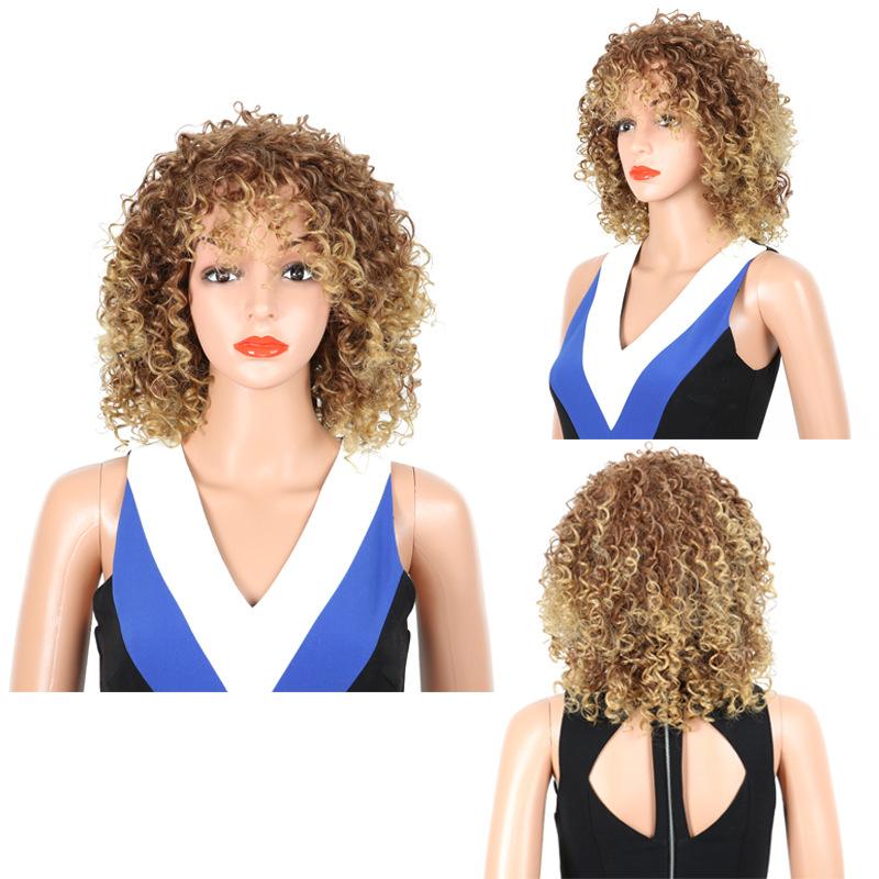 LISI HAIR European and American Wig Short Curly Hair Afro Wig African Short Curly Hair Small Curly Yellow Natural Gradient
