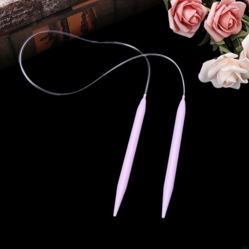12x Plastic Circular Knitting Needle Crochet Set Craft Multicolor Tube 40cm 80cm X3UC