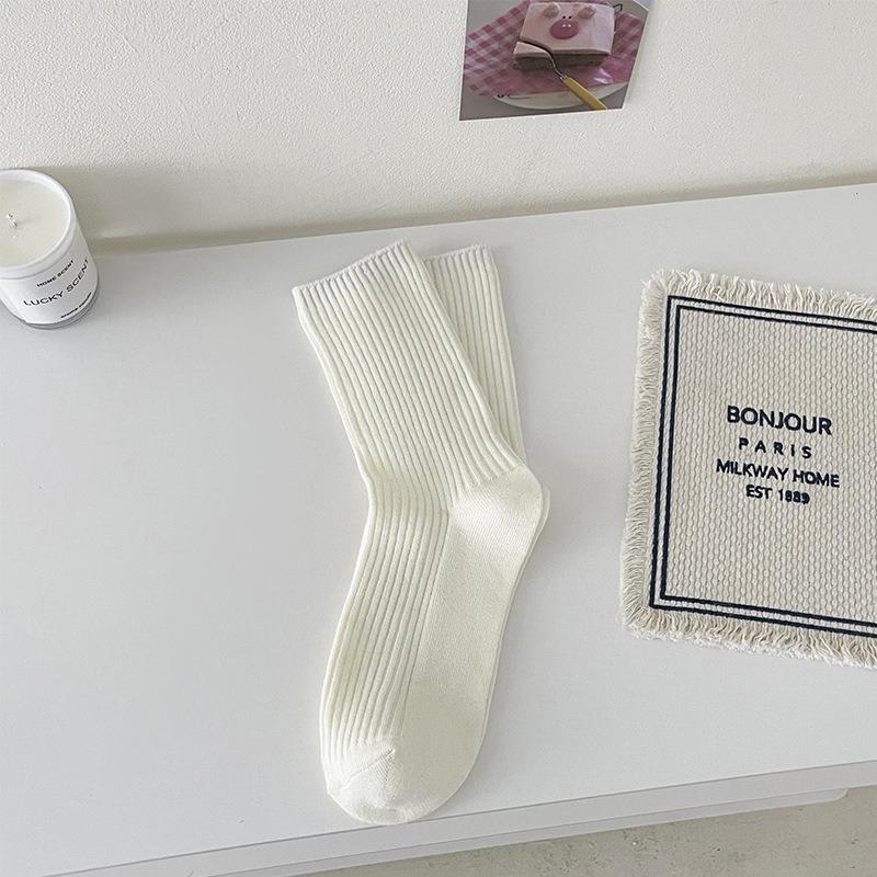 

Женские модные весенне-осенние новые носки в рубчик 1 pair бежевый