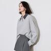 Women's Sequin Embroidered Polo Collar Short Sweatshirt