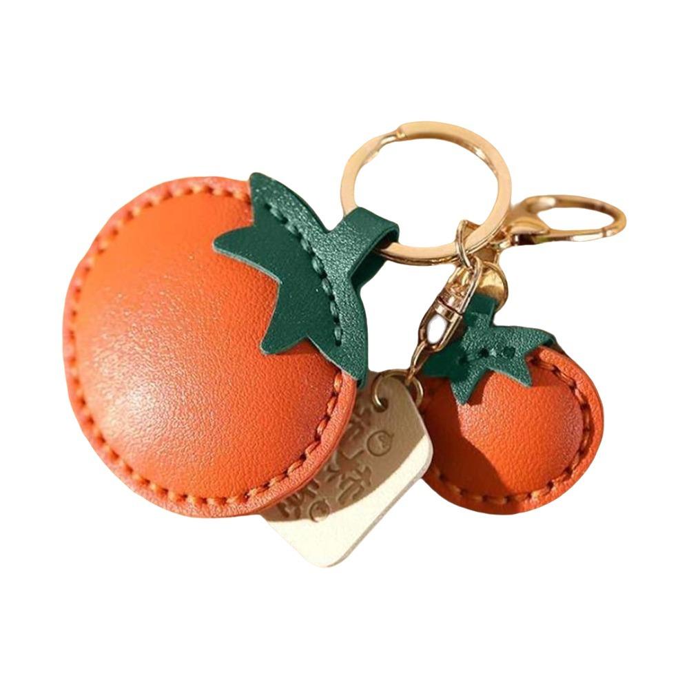 Cute Persimmon Keychain Funny Design Creative Key Ring Creative Leather Bag Pendant  Woman