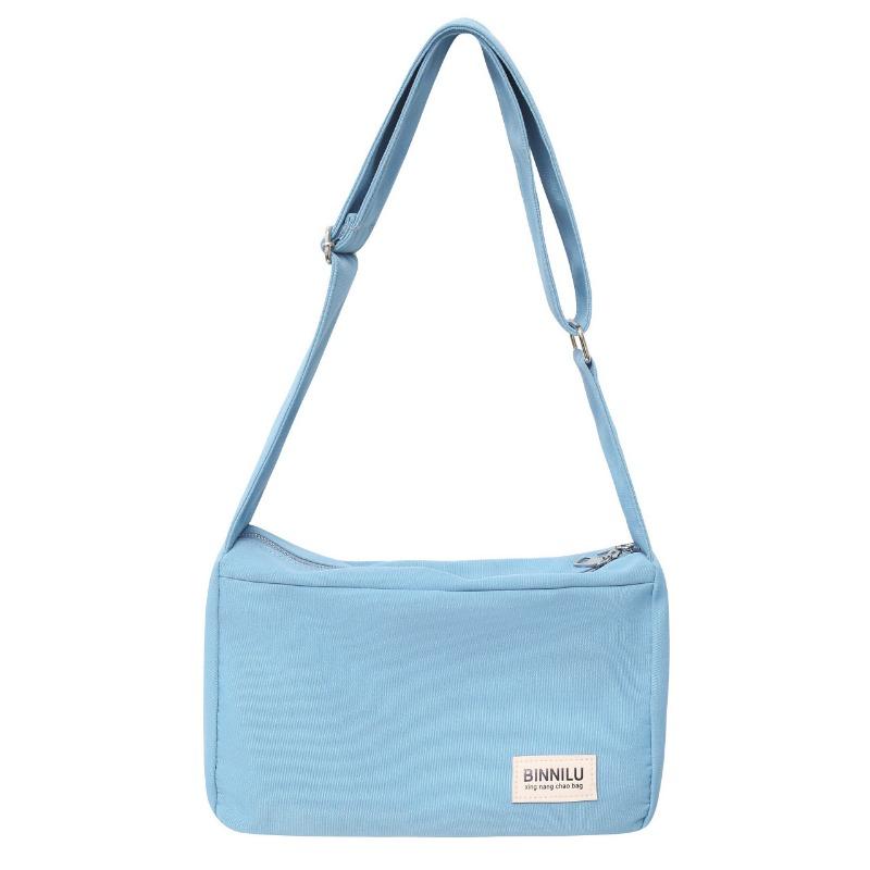 Trendy fashion letter simple sports canvas solid color shoulder bag retro student messenger bag bag