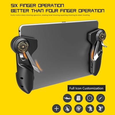 2 Stück 6 Finger Mobile Game Controller für PUBG Gamepad Tablet Trigger Griff Zieltaste L1R1 Shooter Game Joystick für Ipad Telefon