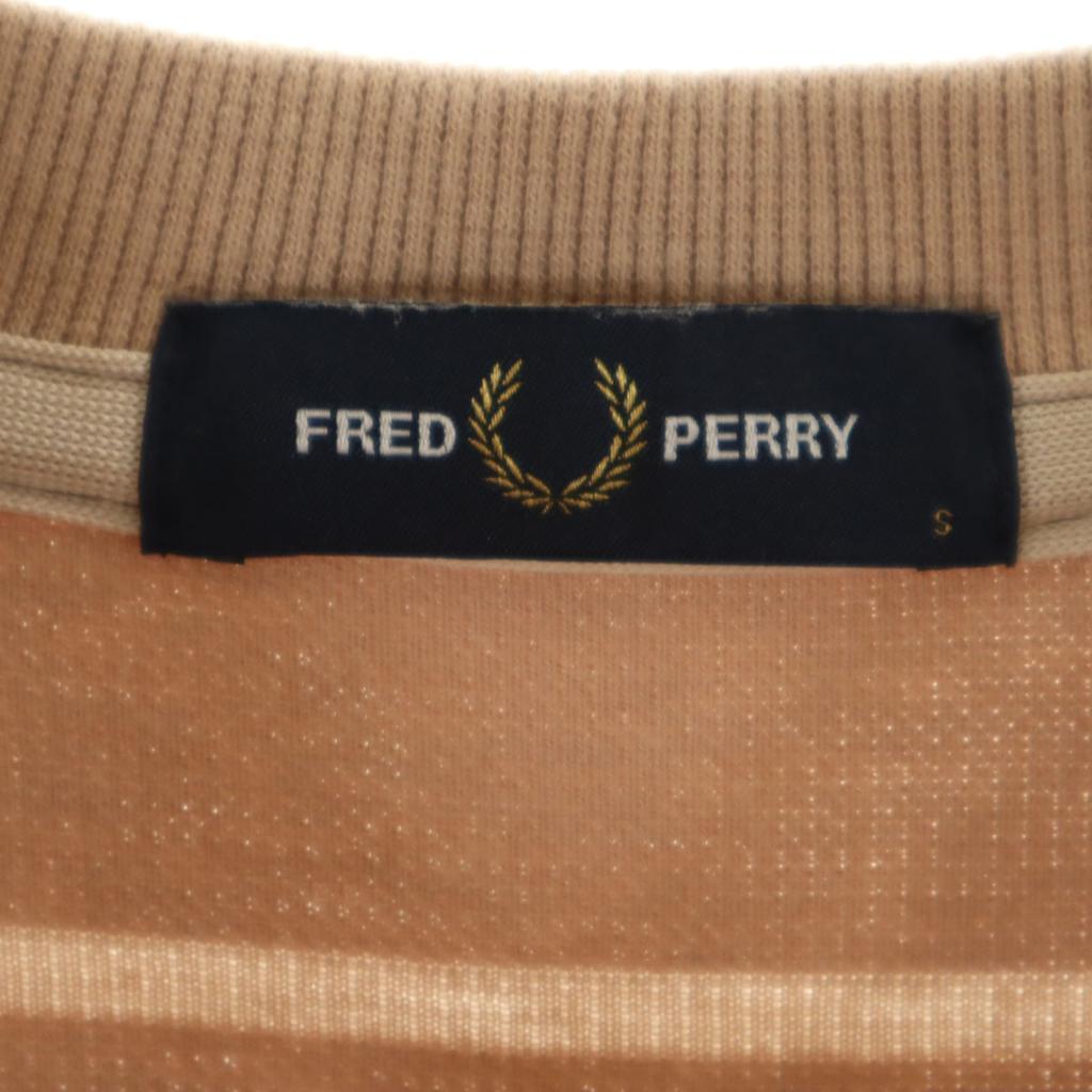 FRED PERRY BEAMS Beams special order Border Pattern Long sleeve Fawn trainer Men's Used