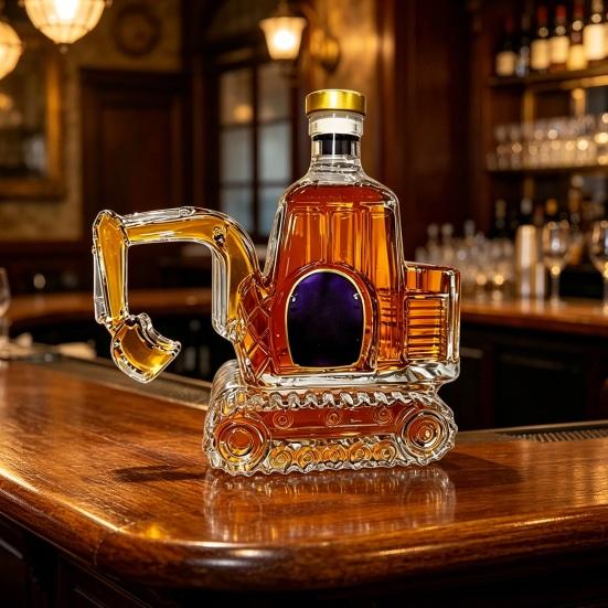 Excavator Shape Glass Whiskey Decanter 3D Vehicle Liquor Bottle