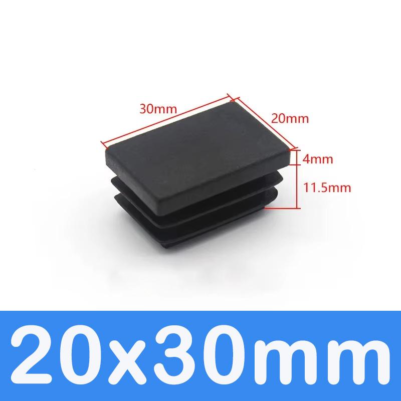 Rechthoekige Buis Dop Inzetstukken Zwart Plastic Afsluitdoppen 10x15mm-60x100mm Meubels Tafels Stoelen Voetdoppen