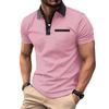 Summer New Men's Casual Chest Pocket Solid Colour Short-sleeved Casual T-shirt POLO Shirt Tops