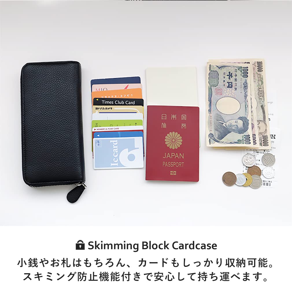 VITAFELICE Genuine Leather Long Wallet Women's Anti-Skimming (nsw-30007n) (Black)