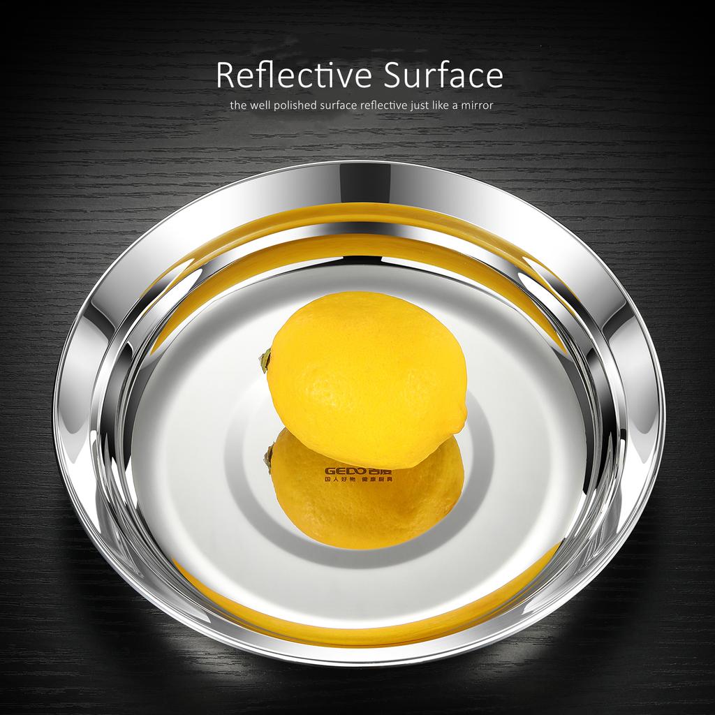 LFGB Certificated 316L Stainless Steel Restaurant Plate 99.9% Anti-bacterial Kitchen Food Container Sanitary Banquet Dish