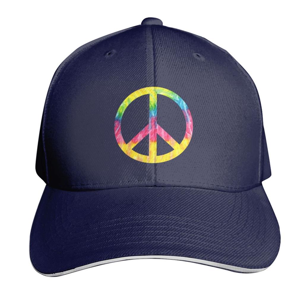 TieDye Peace Sign Hippie Bohemian Festival Symbol Baseball Cap Fishing Hat Big Size Hat Sailor Cap for Unisex Hats Unisex Womens