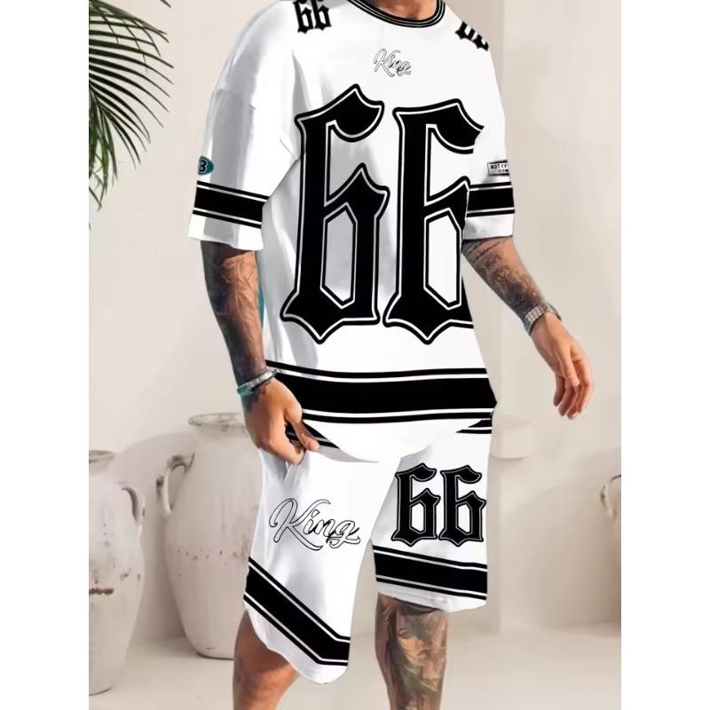 

Мужской новый модный 3D персонализированный граффити комплект с шортами с коротким рукавом для улицы, повседневный, дышащий, комплект из двух частей S