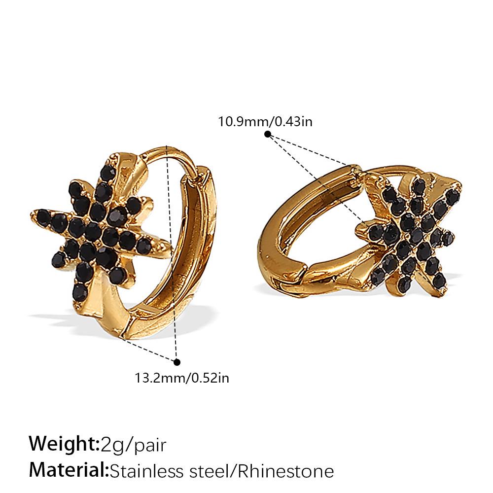 Light luxury multi-style flower round rhinestone earrings flower stud earrings stainless steel gold-plated earrings women