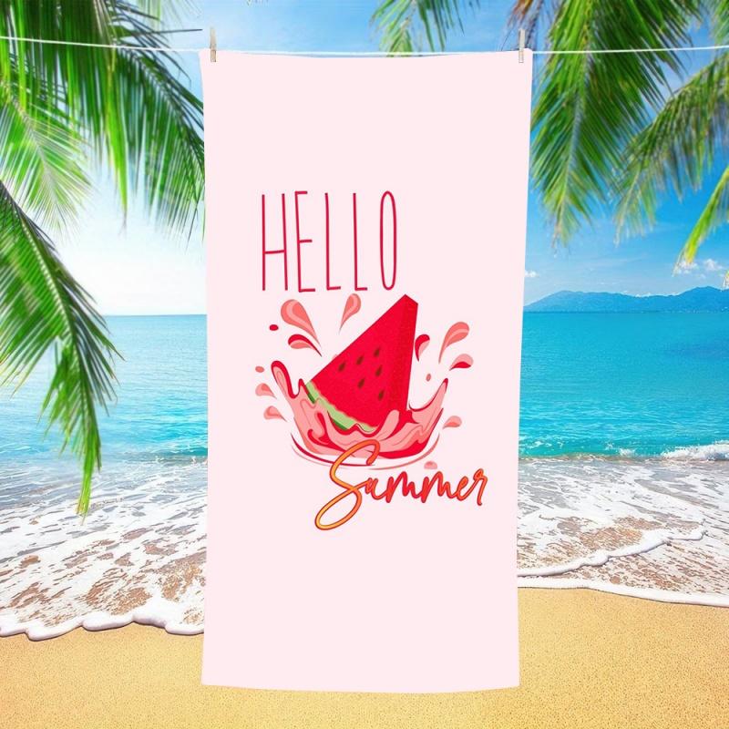 Hello Summer Pineapple Watermelon Fruit Print Beach Towel Soft Quick Dry Sandproof Cute Summer Towel Beach Travel 50X100cm &1pc