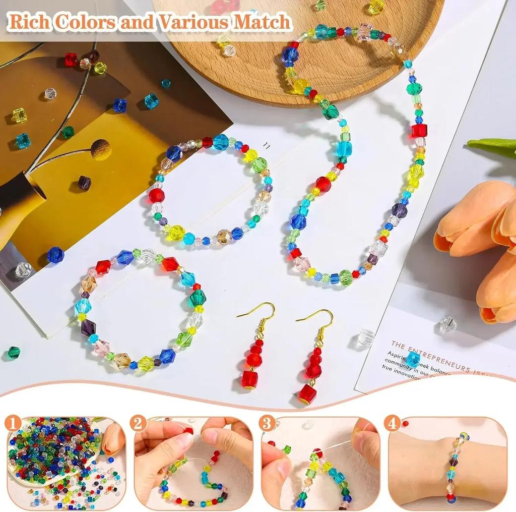 100pcs Czech Rondelle Crystal Beads AB Color Faceted Glass Beads Loose Spacer Beads for Jewelry Making DIY Necklace Accessories