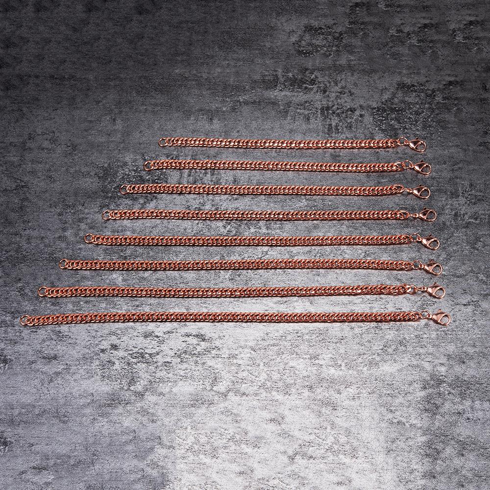 Armband i ren koppar för män och kvinnor, justerbar kubansk länk, hummerlås, 6 mm breda, reptåliga, för män, 7-10,5 tum, smycken