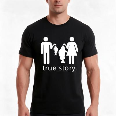 True Story Fishing TShirt Summer Casual Cotton Tee Oversized Streetwear Tops Vintage Graphic Print Loose Fit Short Sleeve