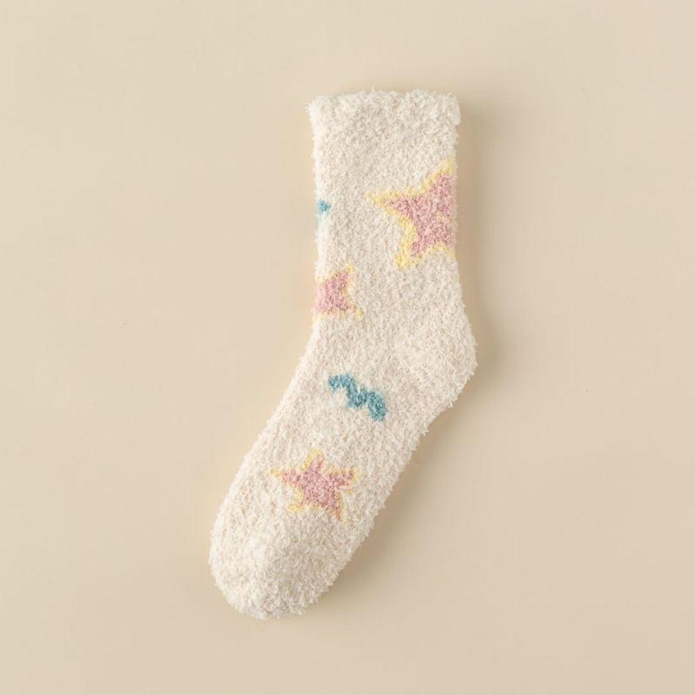 Warm Cotton Socks Winter Floor Socks Sleep Socks Coral Velvet Socks  Women
