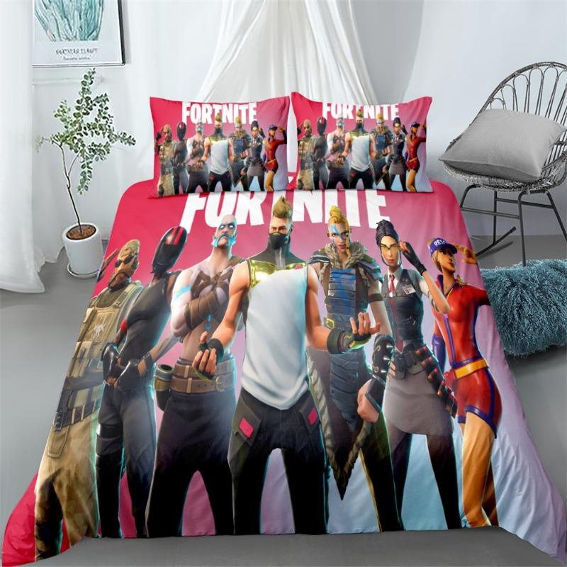 Ensemble de literie Fortnite Housse de couette Taie d'oreiller Décoration dessin animé de jeu Couvre-lit Housse de couette de chambre Ensemble de literie Cadeau de Noël pour enfants