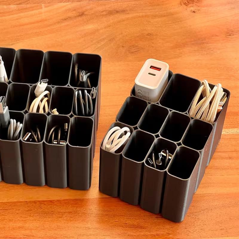 Portable Charger Cable Storage Box Sturdy Plastic Anti-Lost Organizer for Office Drawer Travel Business Trip