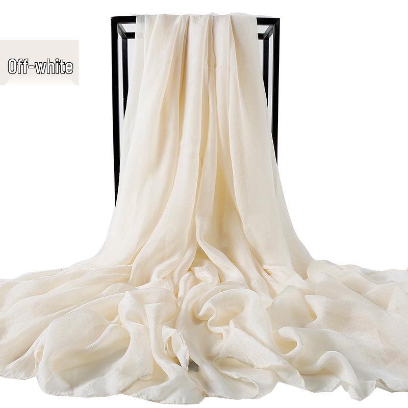 Foulard in Chiffon di Seta Monocolore Extra Lungo 3m x 2.3m: Protezione Solare e Sciarpa Asciugamano da Spiaggia da Viaggio