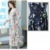 Elegant Floral Print Chiffon Dress Women's Spring Summer French Style V-neck Knee-length Fashionable Empire Waist Dresses