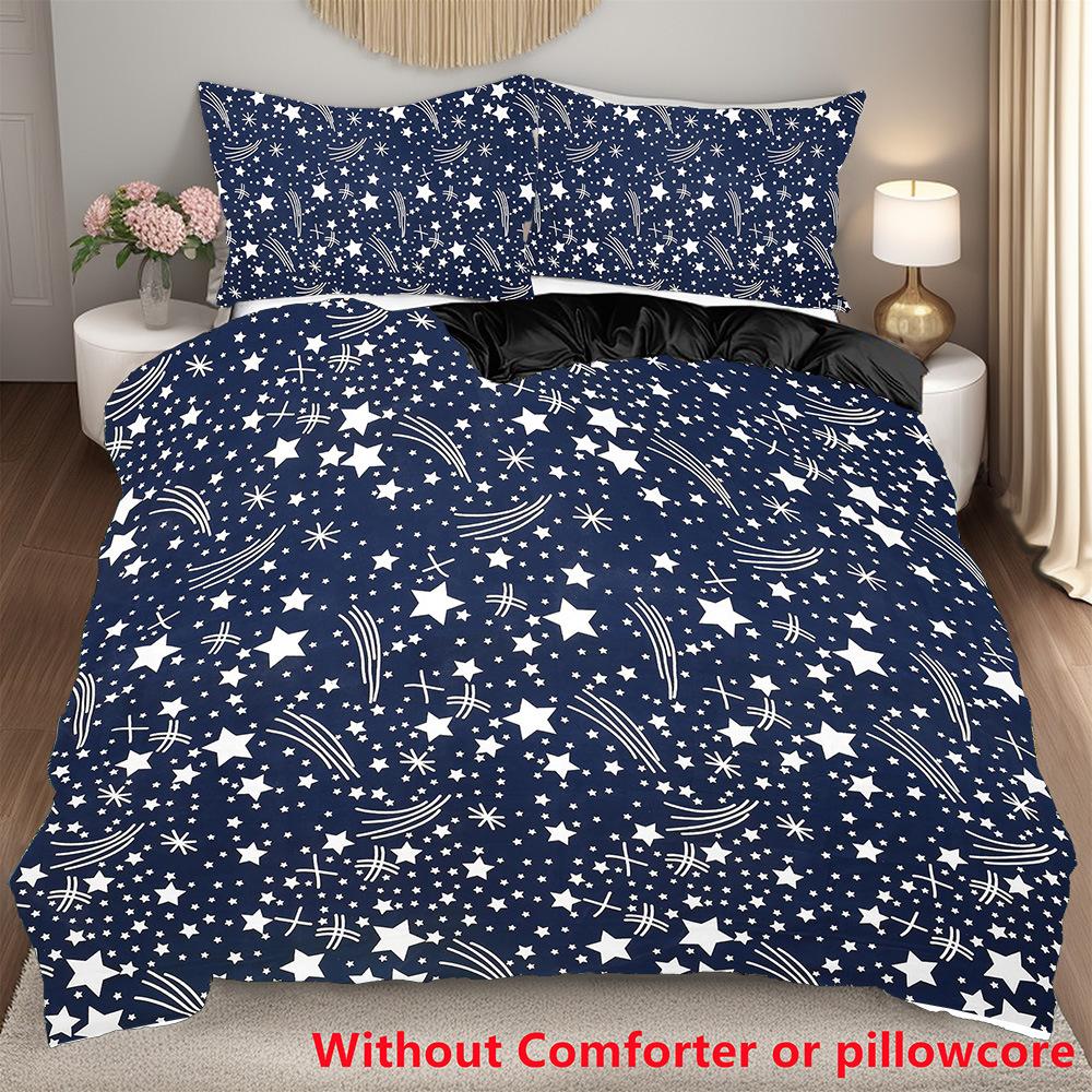 Three-Piece Star Quilt Cover 3D Digital Printing Bedding Kit